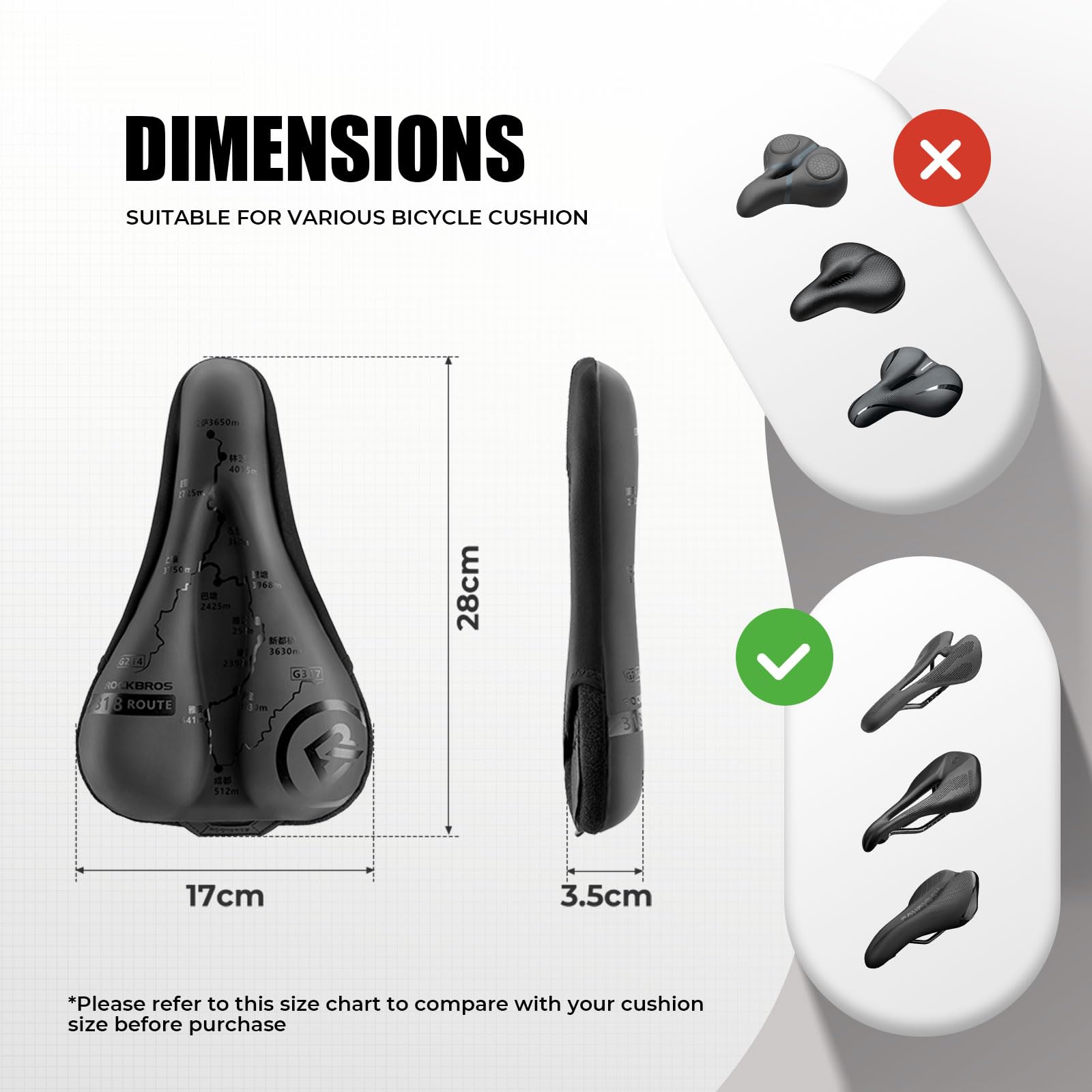 MSDADA Bike Seat Cushion Gel Padded Bike Seat Cover For Men & Women