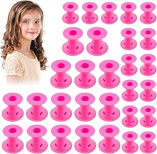 بكرات شعر من ماجيسيل، عبوة من 30 قطعة من ادوات تجعيد الشعر المرنة المصنوعة من السيليكون، ادوات تصفيف الشعر القصيرة والطويلة (بينك)