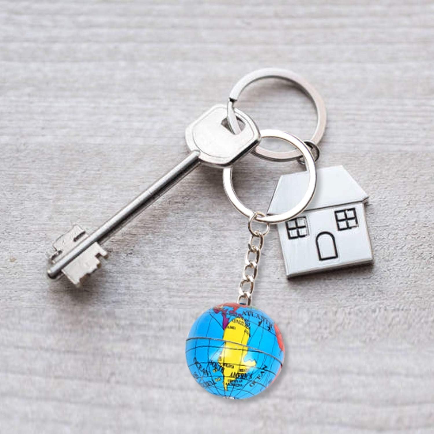 PROLOSO 48 Pcs Globe Keychains Bulk for Kids World Planet Earth Theme Keyrings Toy 1 Inch