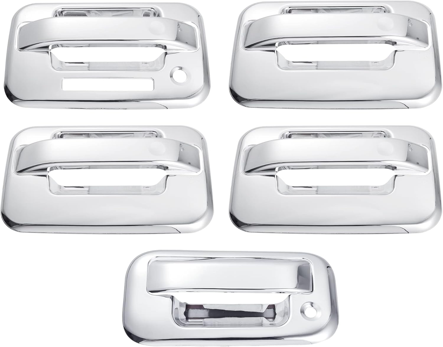 X AUTOHAUX Set of 5 Pack Driver and Passenger Side Chrome Silver Tone Car Exterior Outside Door Handle Cover with Tailgate Covers Decor Trim for Ford F-150 4DR 2004-2014