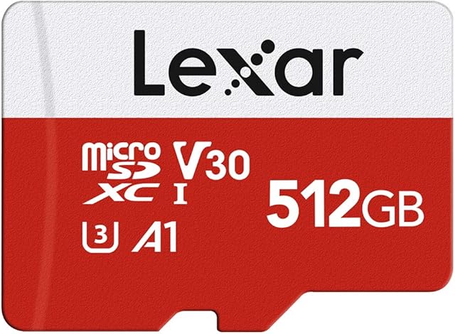 Lexar Micro SD Card Up to 100/30MB/s(R/W), 512G MicroSDXC Memory Card + SD Adapter with A1, C10, U3, V30, 4K Video Recording, TF Card