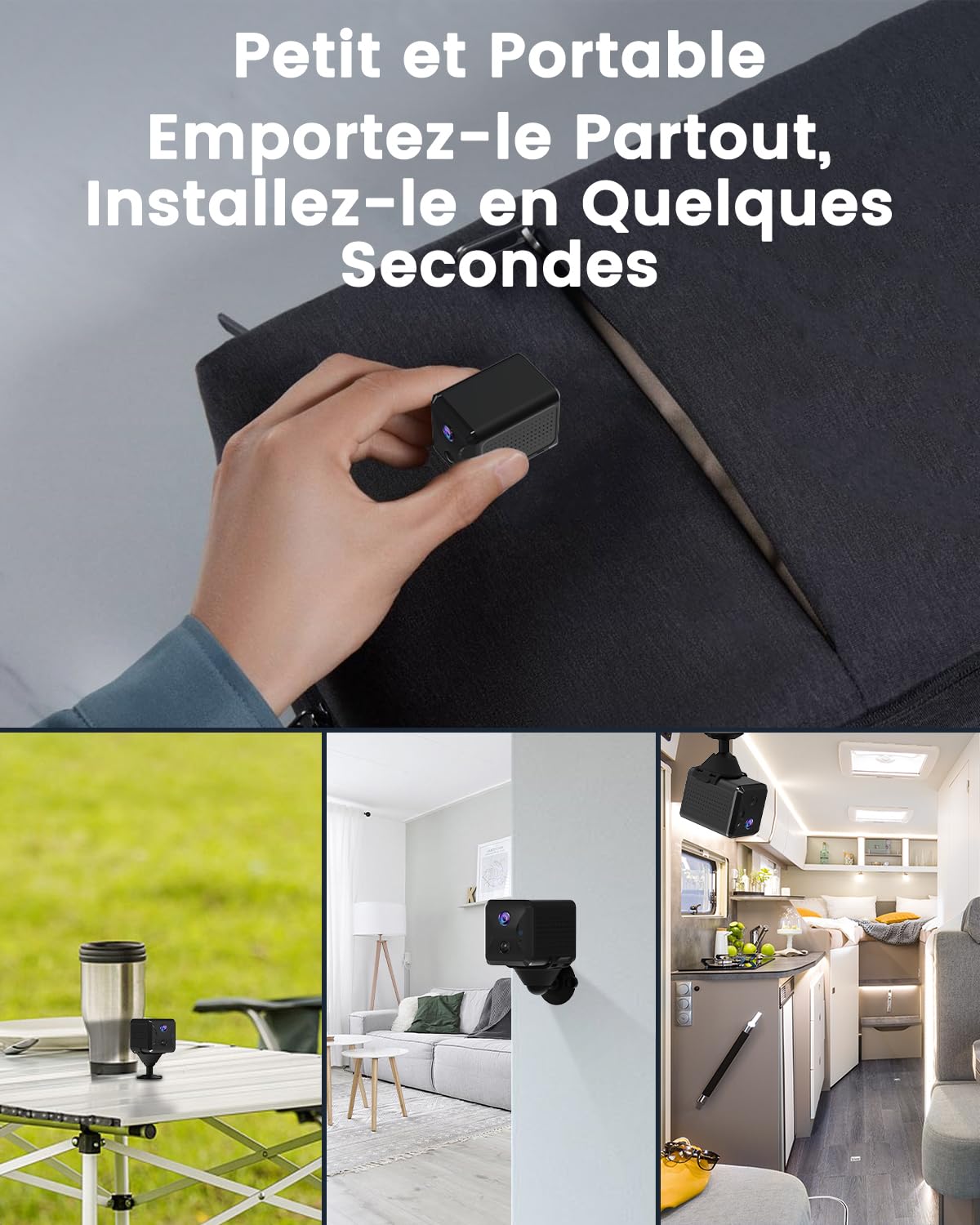 Bextgoo 2K Camera de Surveillance sans Internet, Camera 4G Carte SIM | 5200mAh Batterie, Mini Camera sans WiFi, Vision 160°, Détection AI, 2K Vision Nocturne, pour Camping, Voyages, Voiture