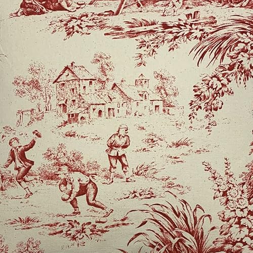 The Pillow Collection - 2 Pack Toile Throw Pillow Covers. Decorative Vintage Cushion Case For Couch And Home Decor. 18X18, Red. #TOP3