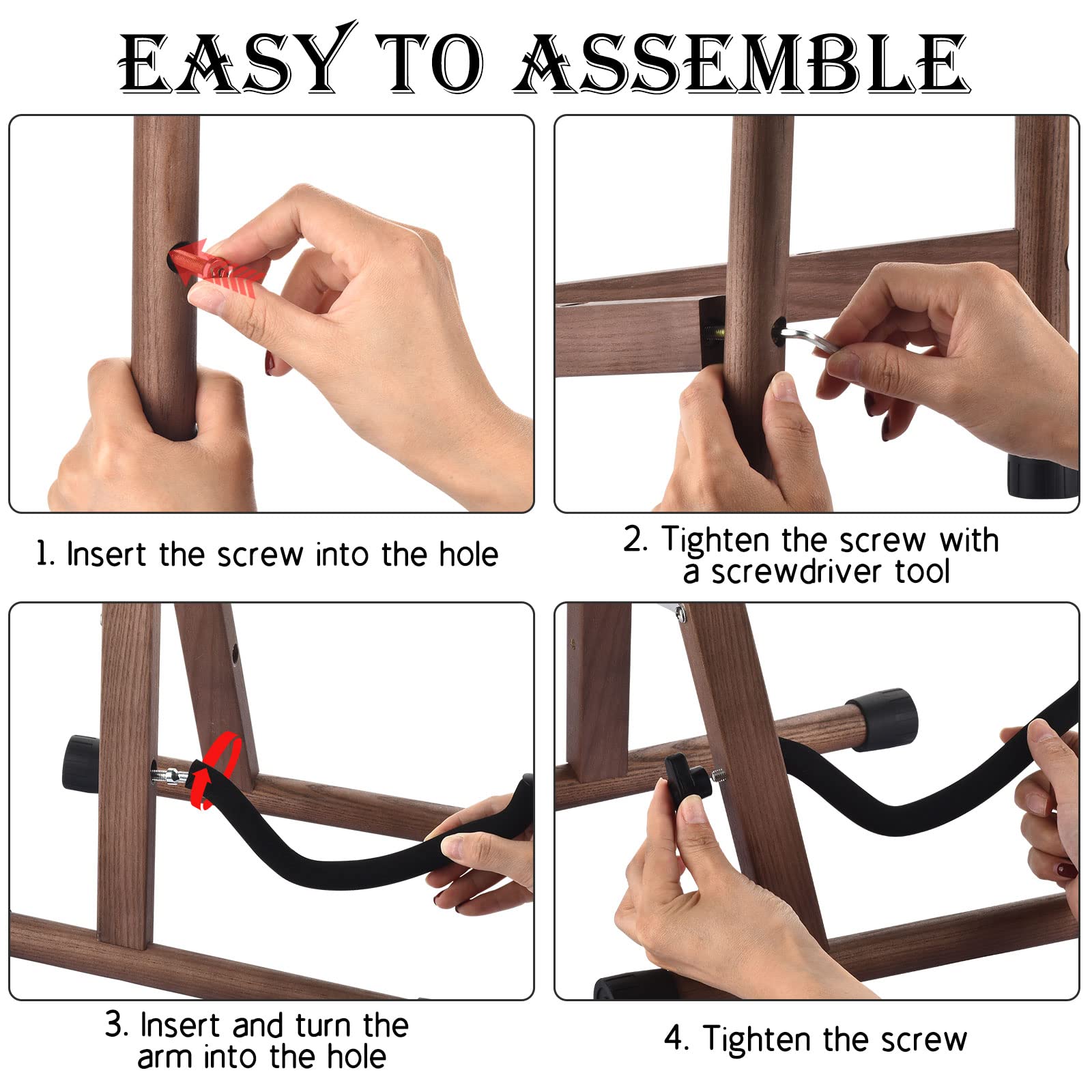 Support guitare, support guitare électrique en bois avec caoutchouc antidérapant et bras en mousse souple, support guitare acoustique pliable a - frame, facile à assembler, support au sol pour voyage.