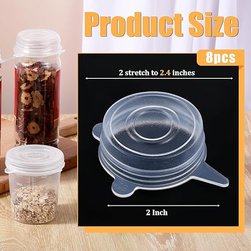 Miniatura 2 de 8 piezas más gruesas, tapas elásticas de silicona, reutilizables, expandibles, selladas, para almacenamiento de alimentos frescos, para pequeños