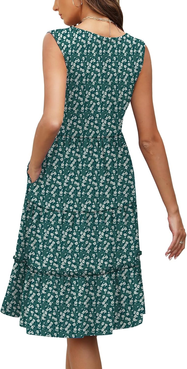 Summer Dresses for Women 2025 Elegant Classy Casual Maxi Graduation Midi Dress Date Outfits Spring Break Essentials Green - Image 4