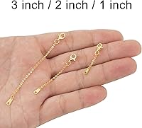 Vista 9 de Extensores de cadena dorada para collares, extensiones de pulsera de plata de ley, extensor de collar dorado para mujer, juego de 3 piezas, 1, 2, 3