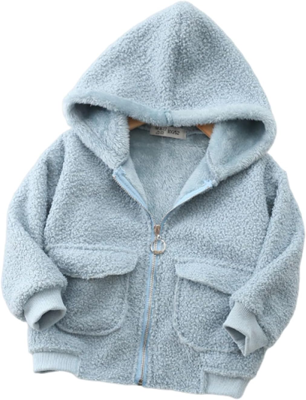 Boys Sherpa Fleece Hoodie Full Zip Jacket Pockets Casual Coat | Boys Sherpa Fleece Hoodie Full Zip Front Flap Pockets Ribbed Cuffs Cozy Casual Jacket For School Play Travel Daily Wear