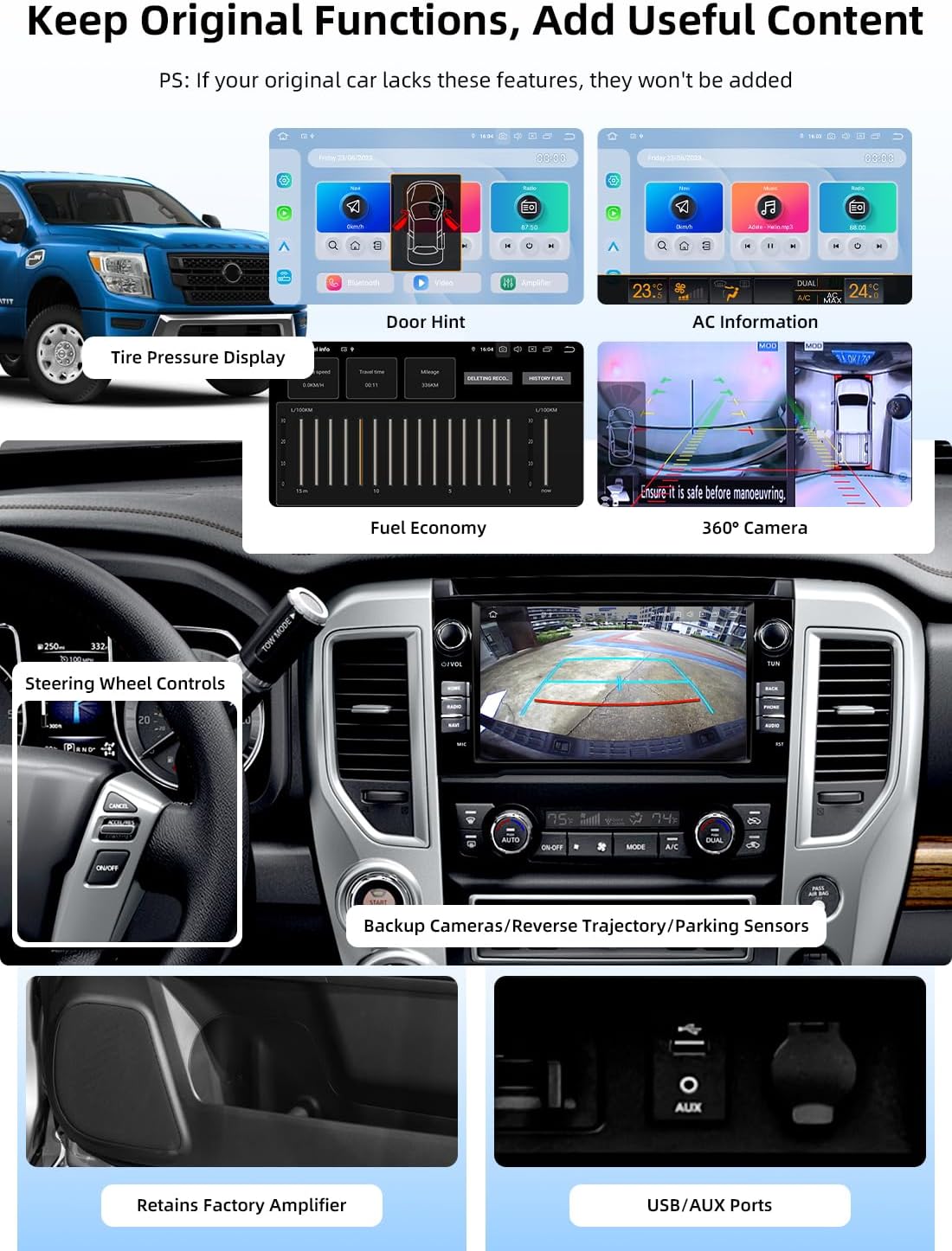 Dasaita 9" QLED Car Stereo for Nissan Titan 2016-2020, 8G+256GB Android 13 Head Unit, Wireless CarPlay/Android Auto, Plug & Play GPS Navigation, Knob/Voice Control, 5G WiFi, 4G LTE 4 71WI B9MiIL. AC SL1500