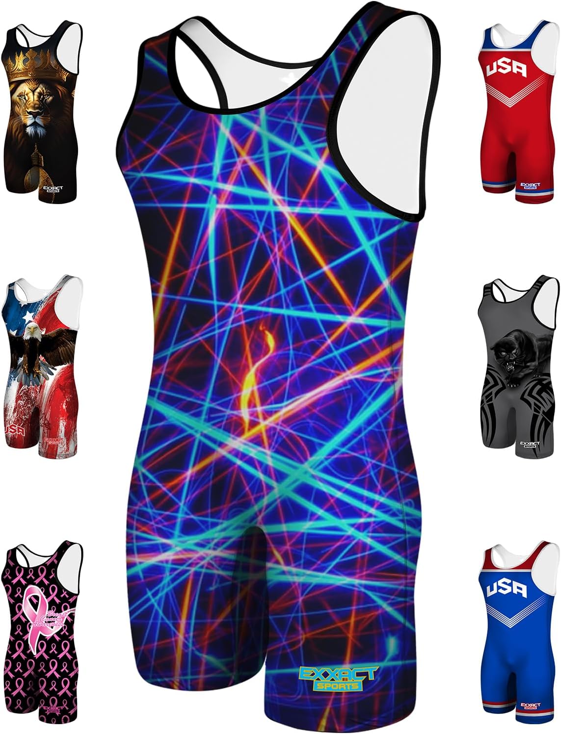 Exxact Sports Sublimated Wrestling Singlet for MMA, Powerlifting Singlet Youth Wrestling Singlet Men for Training