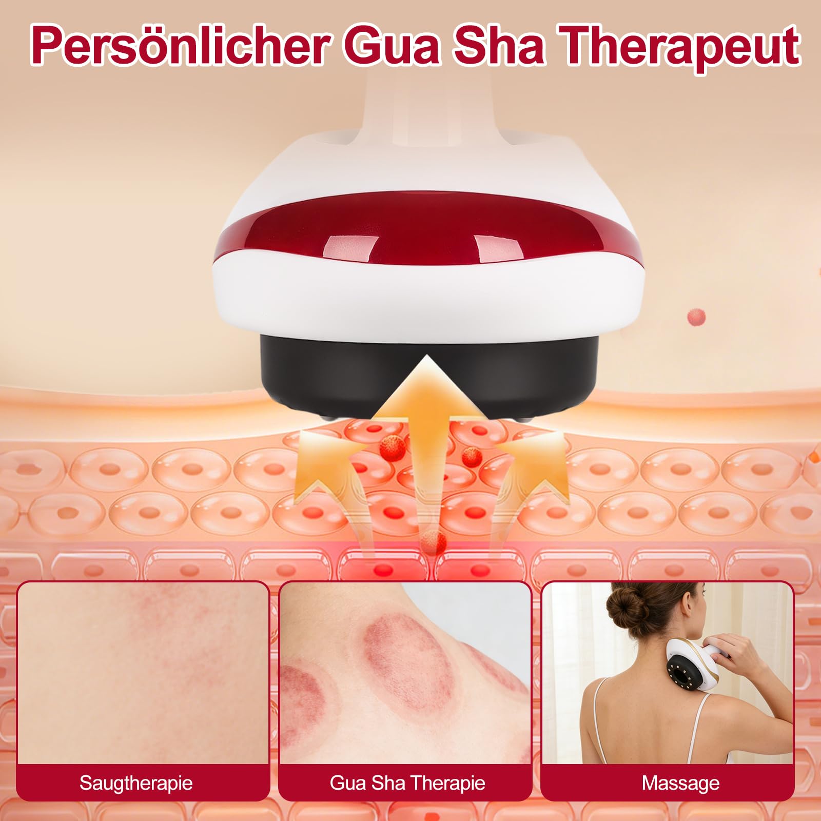 Lymphdrainage Gerät Cellulite Massagegerät,4-in-1Massagegerät mit Vakuum-Schröpftherapie&Gua Sha Elektrisch,schröpfgerät elektrisch zur Hautstraffung&Durchblutung,Anti-Cellulite Massage für den Körper