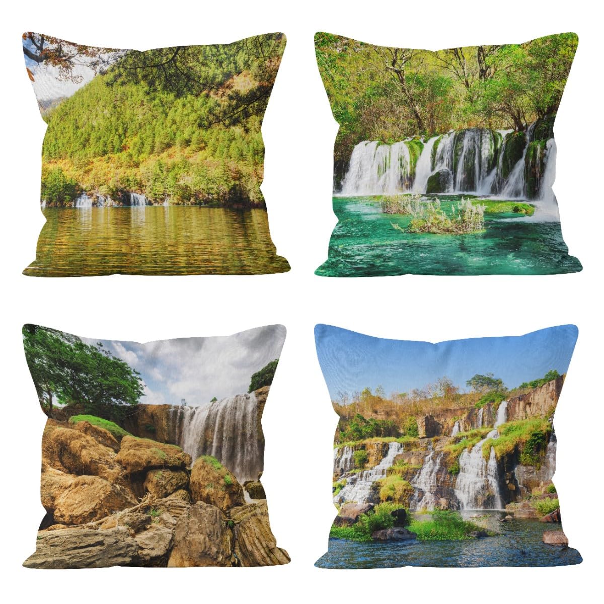 Taie d'oreiller imprimé linge et satin avec finitions haut de gamme pour terrasse
