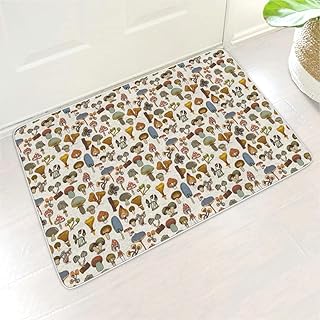 Buweirezhi Dywan łazienkowy, kolorowy grzyby, szybkoschnący, do drzwi wejściowych, wielokolorowy, 45 x 70 cm