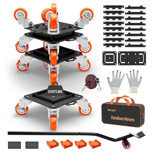 Furniture Dolly 5 Wheels Heavy Duty with Removable Side Guards,3307