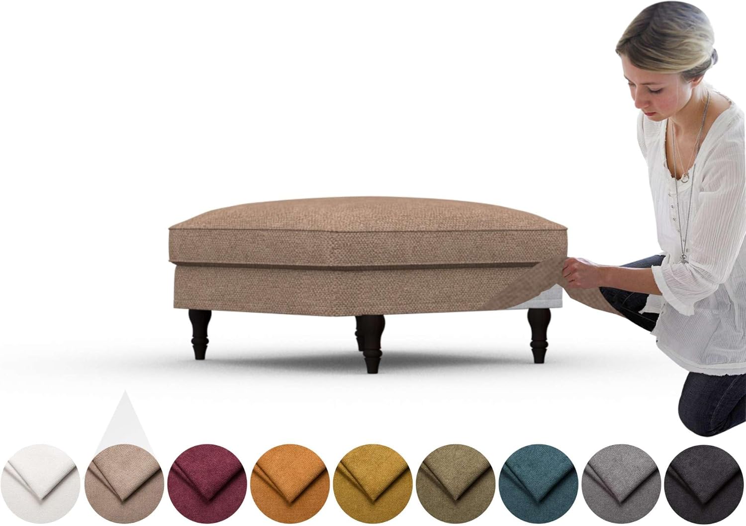 comfortly Cover for Stocksund Footstool, Replacement Slipcover, Heavy Duty 1 pcs Cover, Soft Durable Washable Fabric, Easy to Clean & Replace (Crown - Antelope)