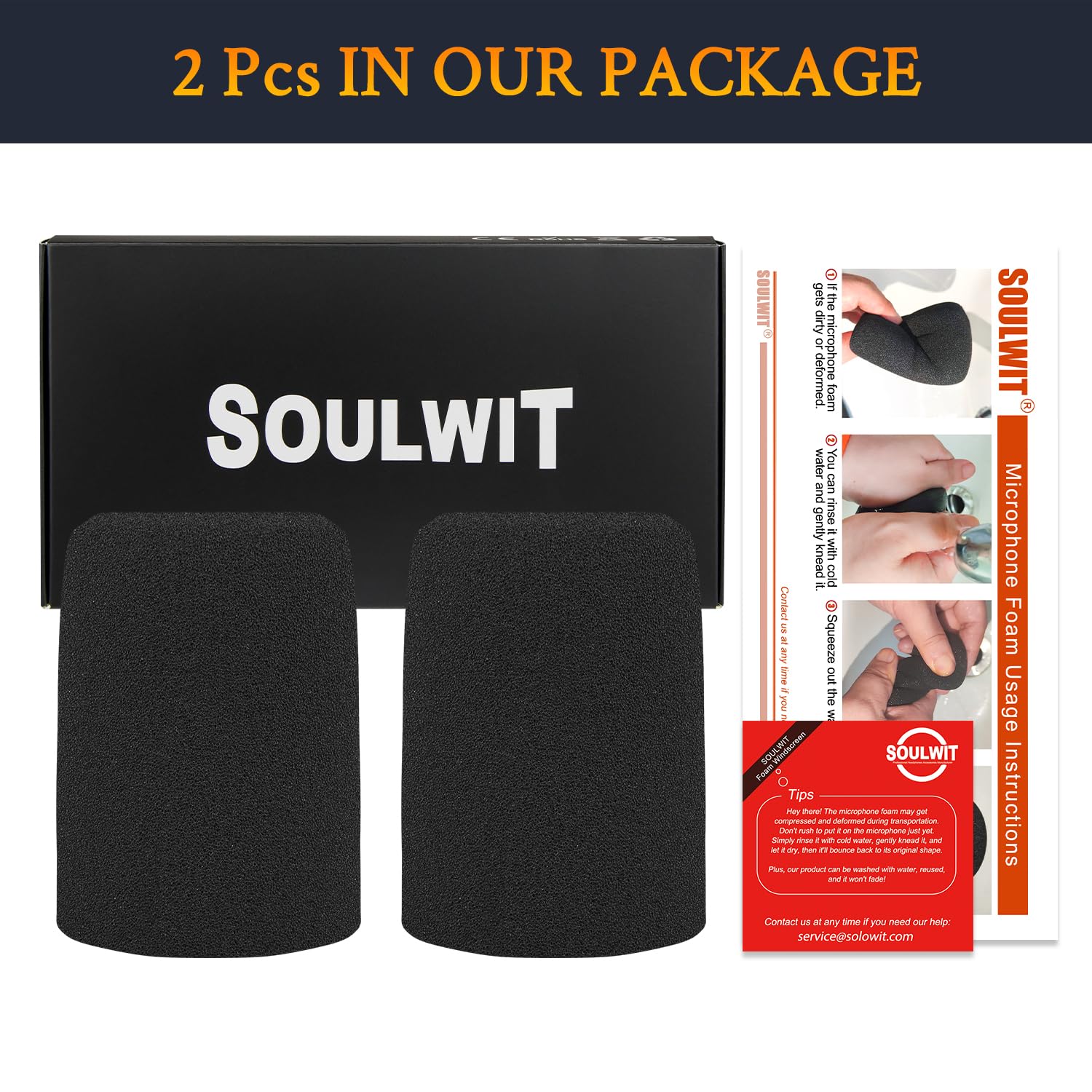 SOULWIT 2Pcs Microphones Pop Filter for Shure MV7+ (MV7 Plus) Podcast Dynamic, Protective Mic Cover Windscreen Foam - Black - Image 3