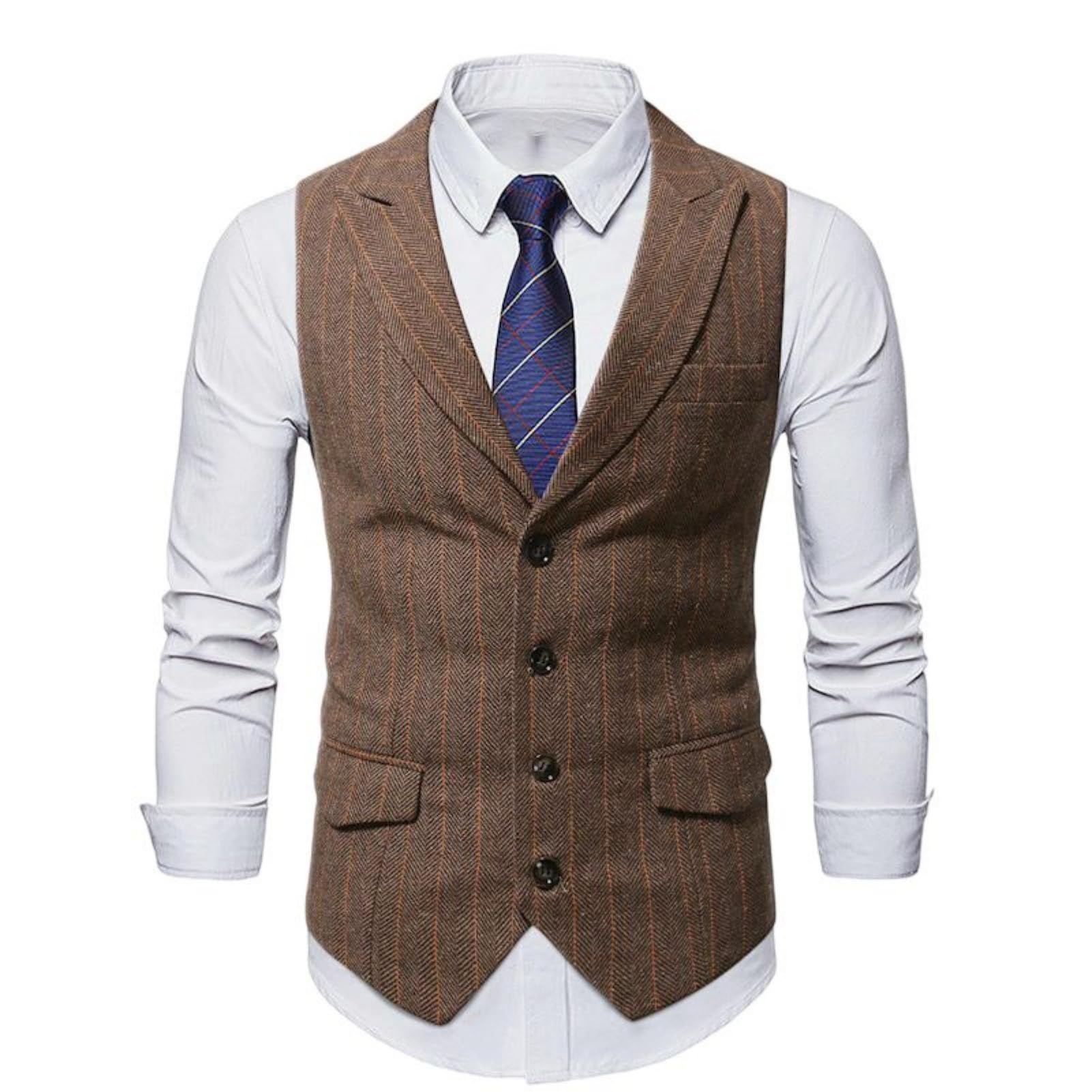 Chaleco de traje de espiga ajustado para un estilo vintage masculino 7