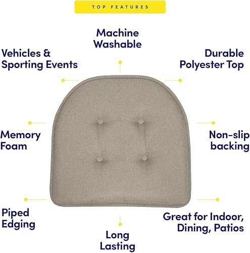 Miniatura 5 de Sweet Home Collection - Cojín de asiento de espuma viscoelástica y respaldo de caucho antideslizante con capitoné para silla, cojín en U, 17x16