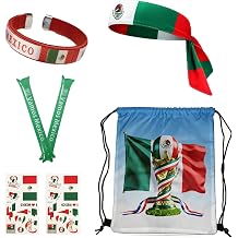 2026 World Cup Mexico Soccer Fan Gear Set, 7-Piece Drawstring Backpack Decoration &amp; Storage Set for World Cup &amp; Patriotic Holidays