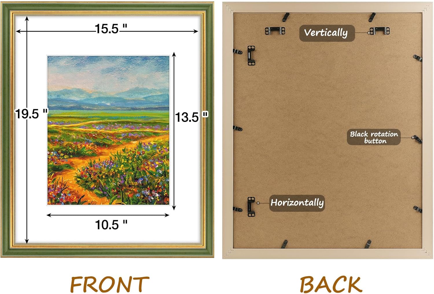 Golden State Art,16x20 Ornate Picture Frame with White Mat for 11x14 Photo or Display 16 x 20 Print without Mat Color Green Gold (Plexiglass Front) - Image 5