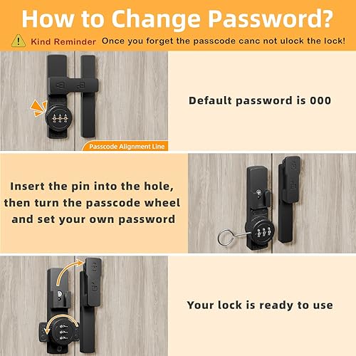 Miniatura 7 de Cerradura de puerta de granero, cerraduras de puerta de granero abatible de 180 grados y pestillos de puerta, pestillo de cerradura de puerta