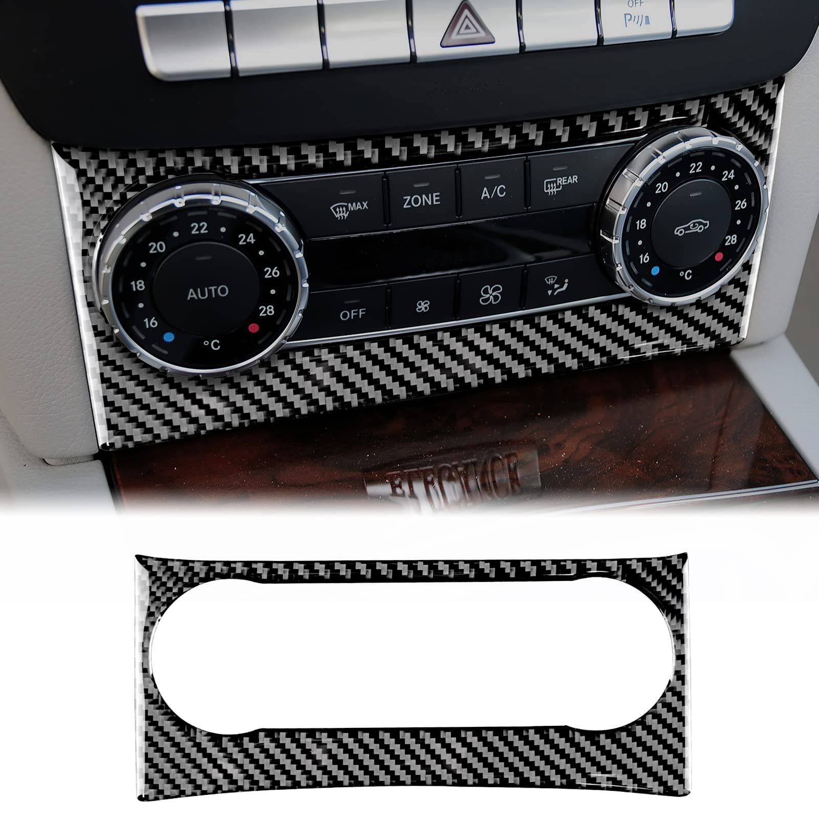 KUNGKIC for Mercedes Benz C Class W204 C220 CDI C200 C350 4MATIC Coupe Carbon Fiber Accessory Car Multimedia Center Control Frame Sticker Decal Interior Trim 2010 2011 2012 2013 (TypeB Black)