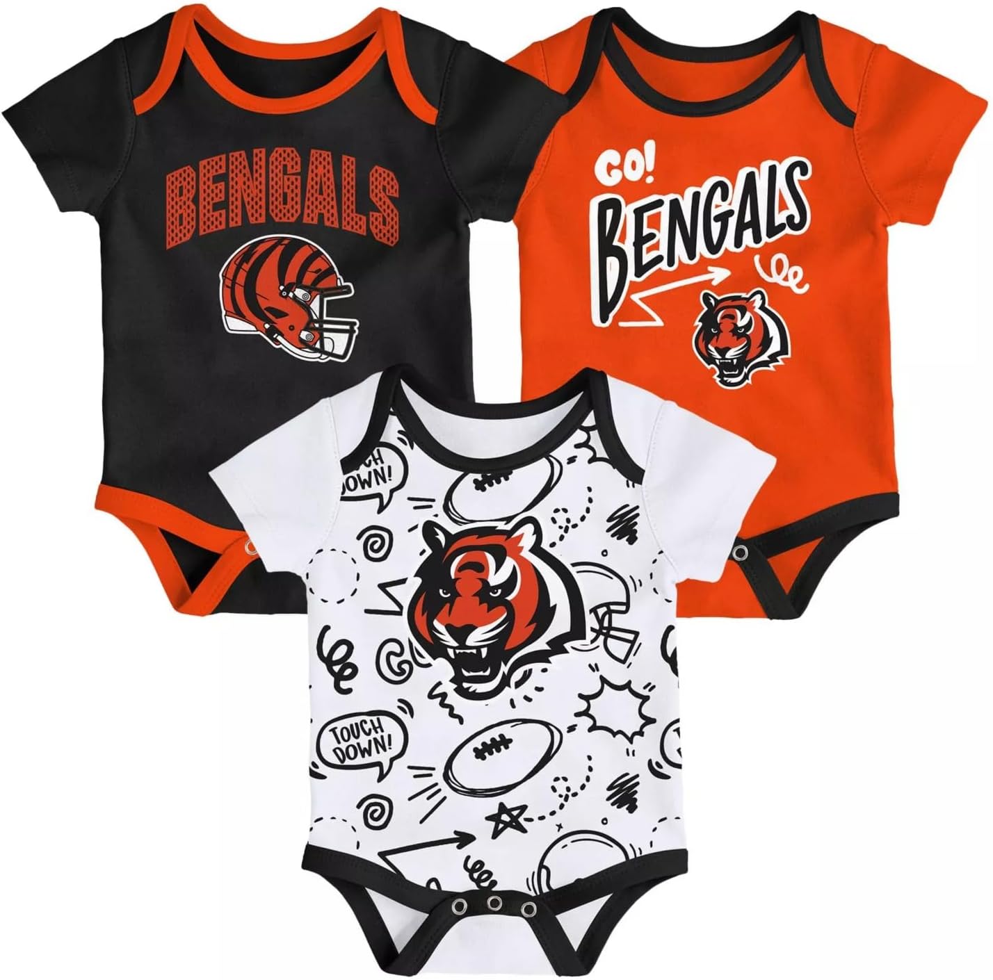 Outerstuff Pro Football Newborn Infant All Day Play 3 Pack Creeper Set