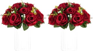 NUPTIO Flower Ball for Wedding Table Centerpieces, 2 Pcs Artificial Roses