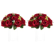 NUPTIO Flower Ball for Wedding Table Centerpieces, 2 Pcs Artificial Roses