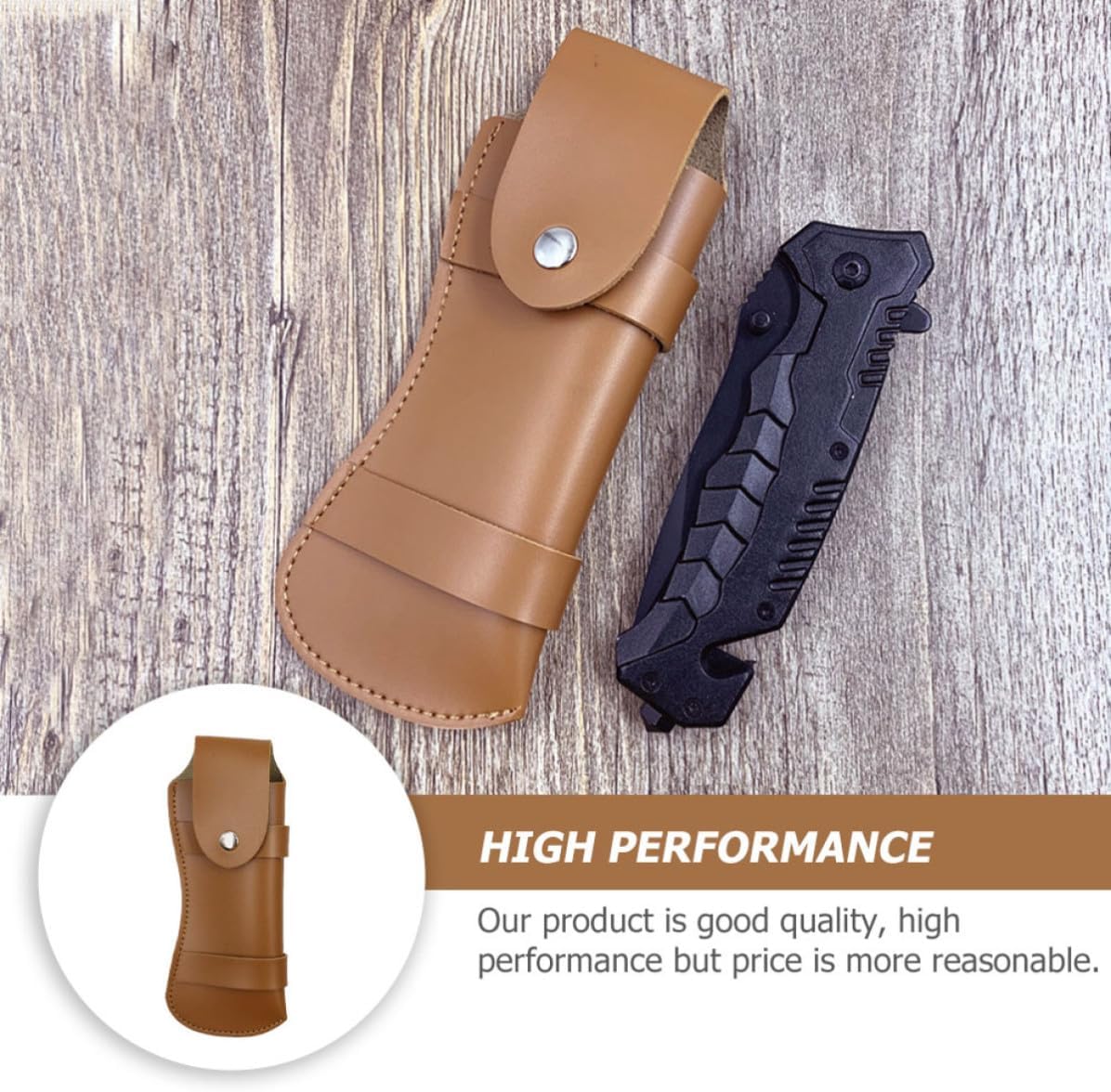 Leather Cutter Cover with Belt Loop for Camping Outdoor Use Brown image 3