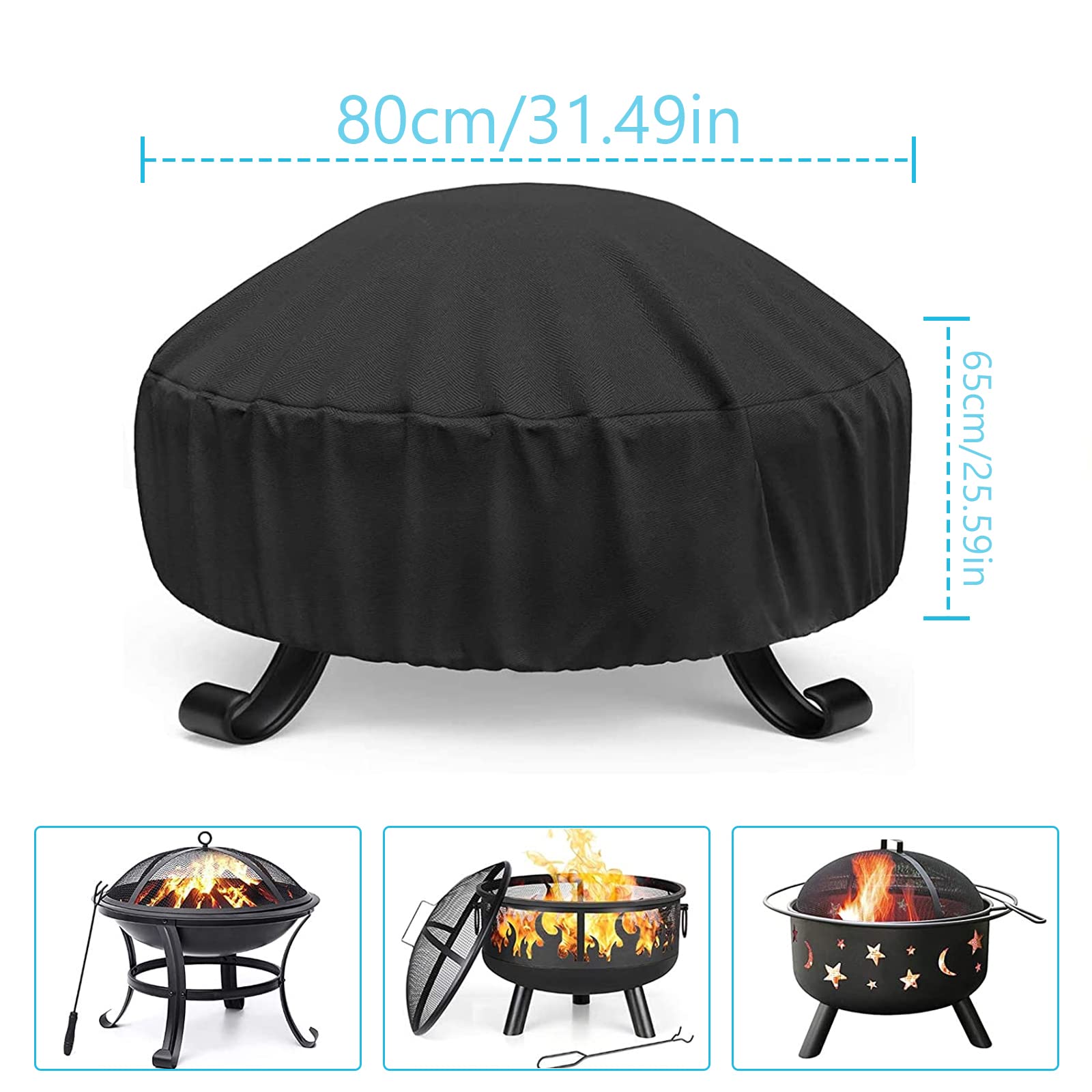 Housse De Protection Pour Brasero 80x65 Cm - Tissu Oxford 210D Imperméable Avec Cordon De Serrage - Résistant UV, Pluie Et Neige