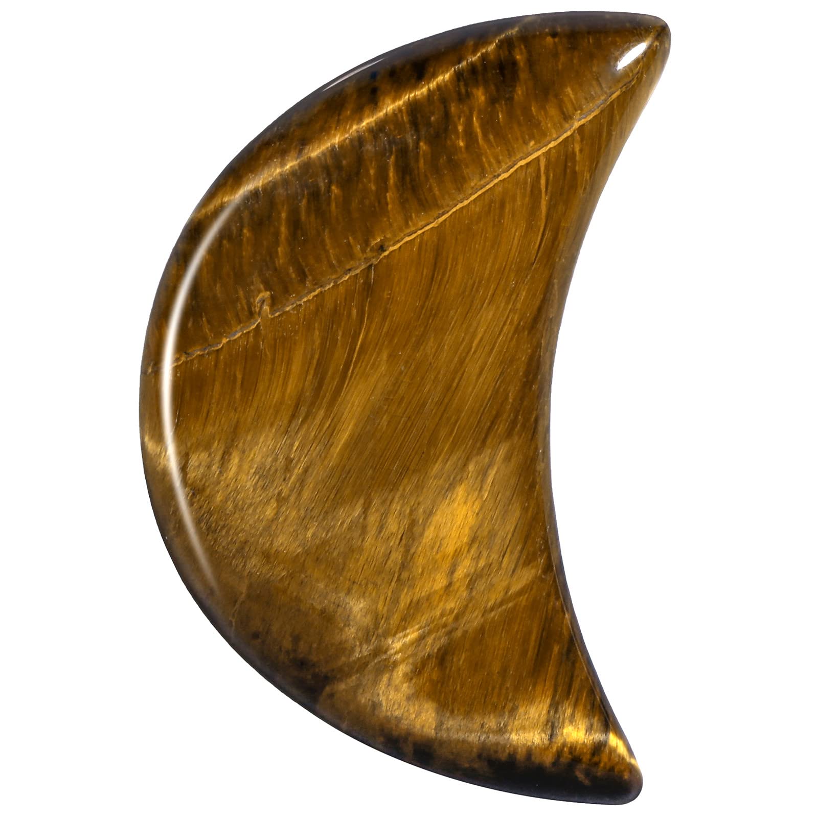 mookaitedecor Set of 5 Tiger's Eye Moon Shape Palm Worry Stones for Anxiety and Jewellery Making Stone Pendant for DIY Necklace Reiki Chakra Healing Crystals Semi Precious Stones for Home Decor - Image 2