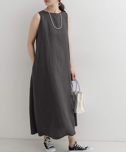 Amazon Co Jp アーバンリサーチ ドアーズ ワンピース ドレス リネン2wayノースリーブフレアワンピース レディース Dr95 26m514 Charcoal One 服 ファッション小物