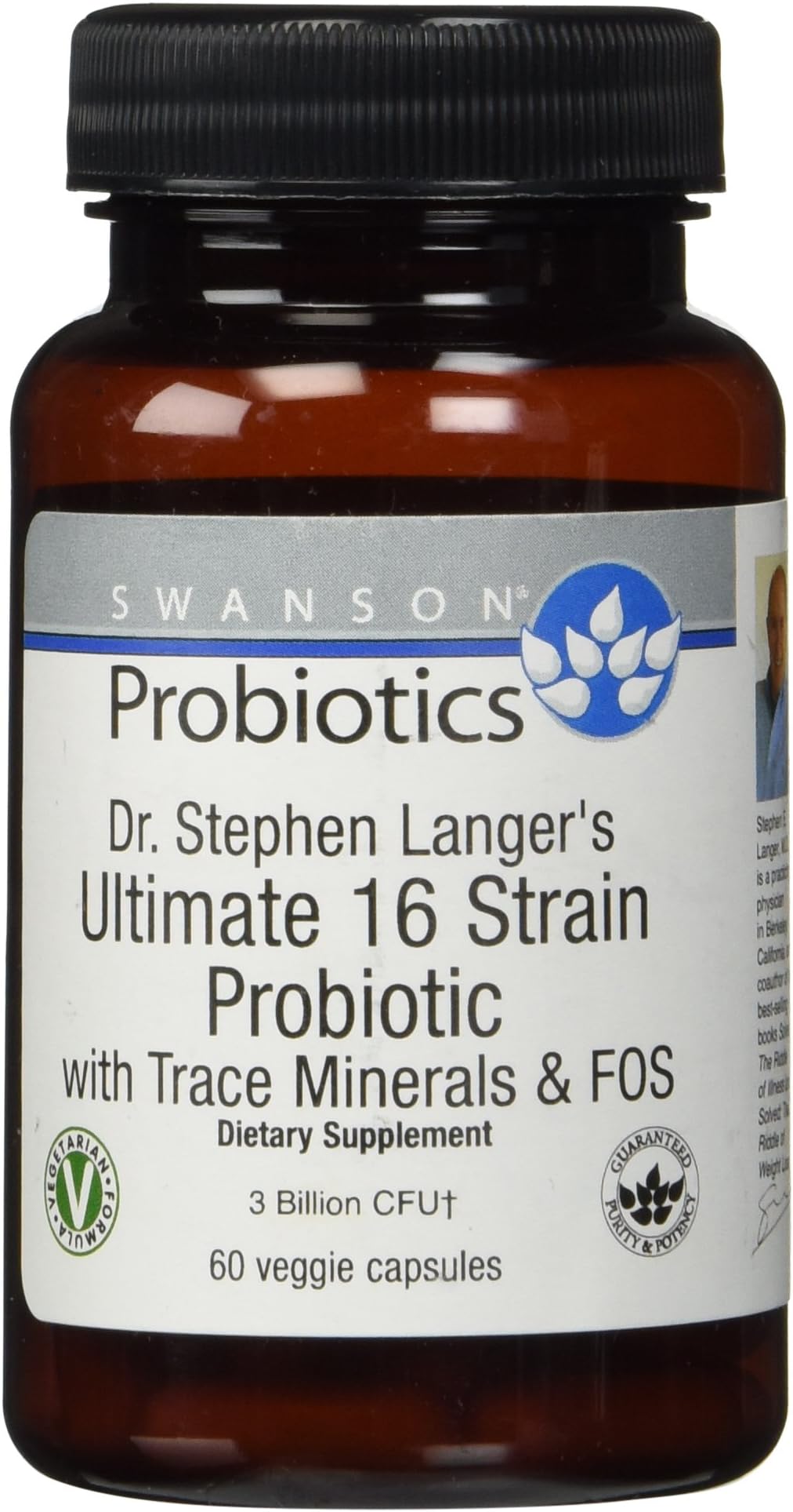 Swanson Probiotics Dr. Langer's Ultimate 16-2 Bottles Each of 60 Vegetarian Capsules