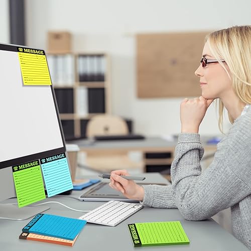 Miniatura 10 de 16 bloc de mensajes telefónicos de 4 x 3.4 pulgadas, color brillante, autoadhesivo, libro de mensajes, bloc de notas de devolución de llamada para