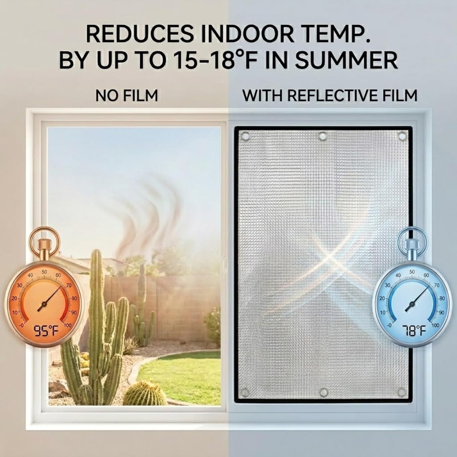 Window Film Insulation for Summer Heat, 8mm Double-Sided Aluminum Foil Heat Reflective Blackout Window Cover with Suction Cups for Home, RV, Sunroom, Privacy Shade(120x180cm/47.2" x70.9)