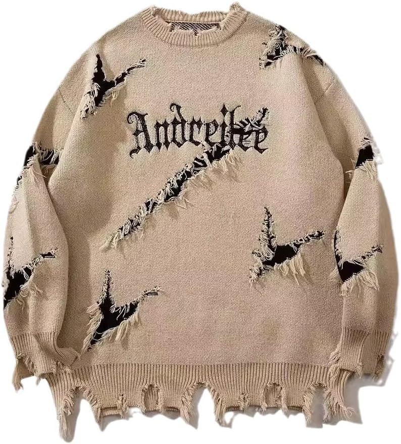 Women's Casual Y2K Gothic Round Neck Long Sleeved Letter Printed Pullover Sweater