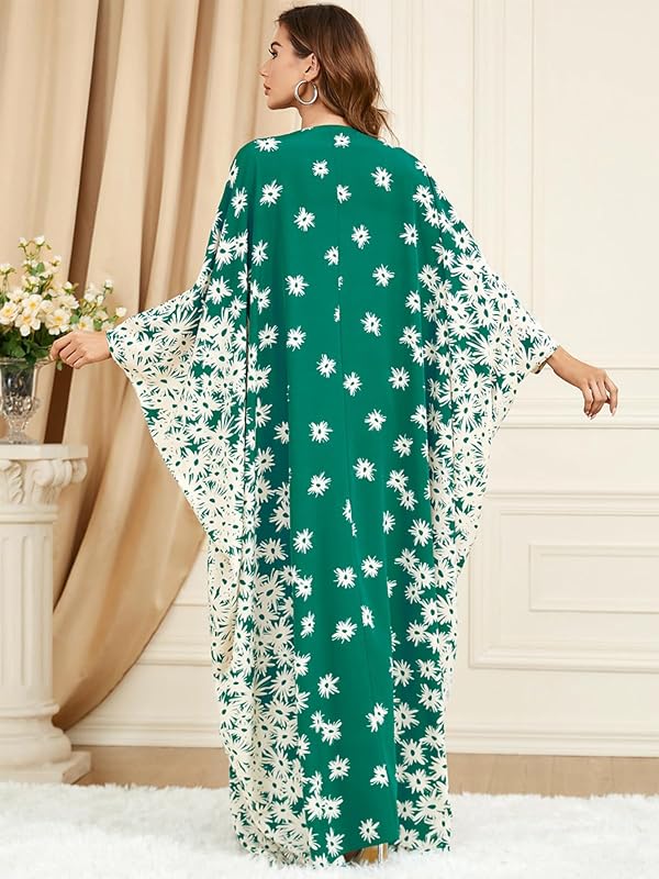 Qianliniuinc Abaya Dress for Women Dubai Kaftan Dresses One Size Green by Qianliniuinc - Used condition - Image 8