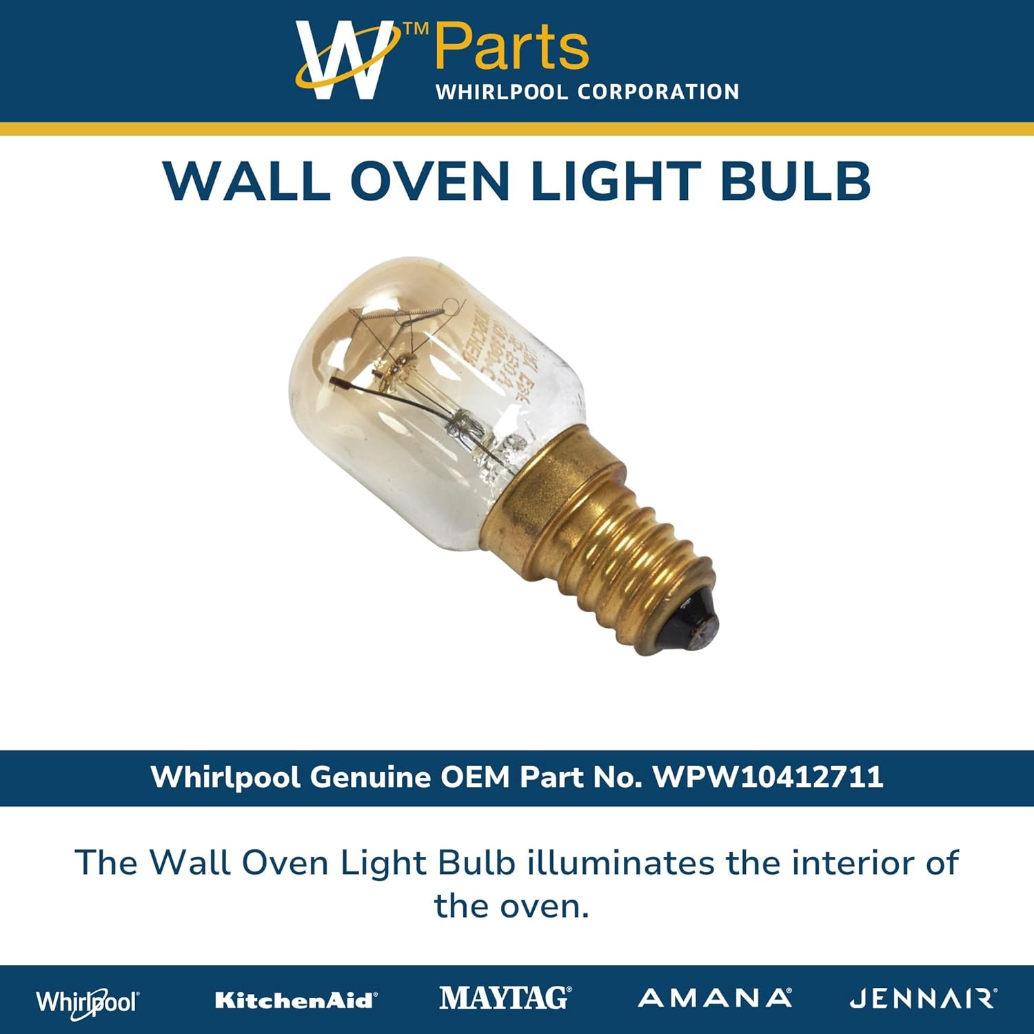 Whirlpool WPW10412711 Genuine OEM Wall Oven Light Bulb Replacement Part - Replaces W10412711