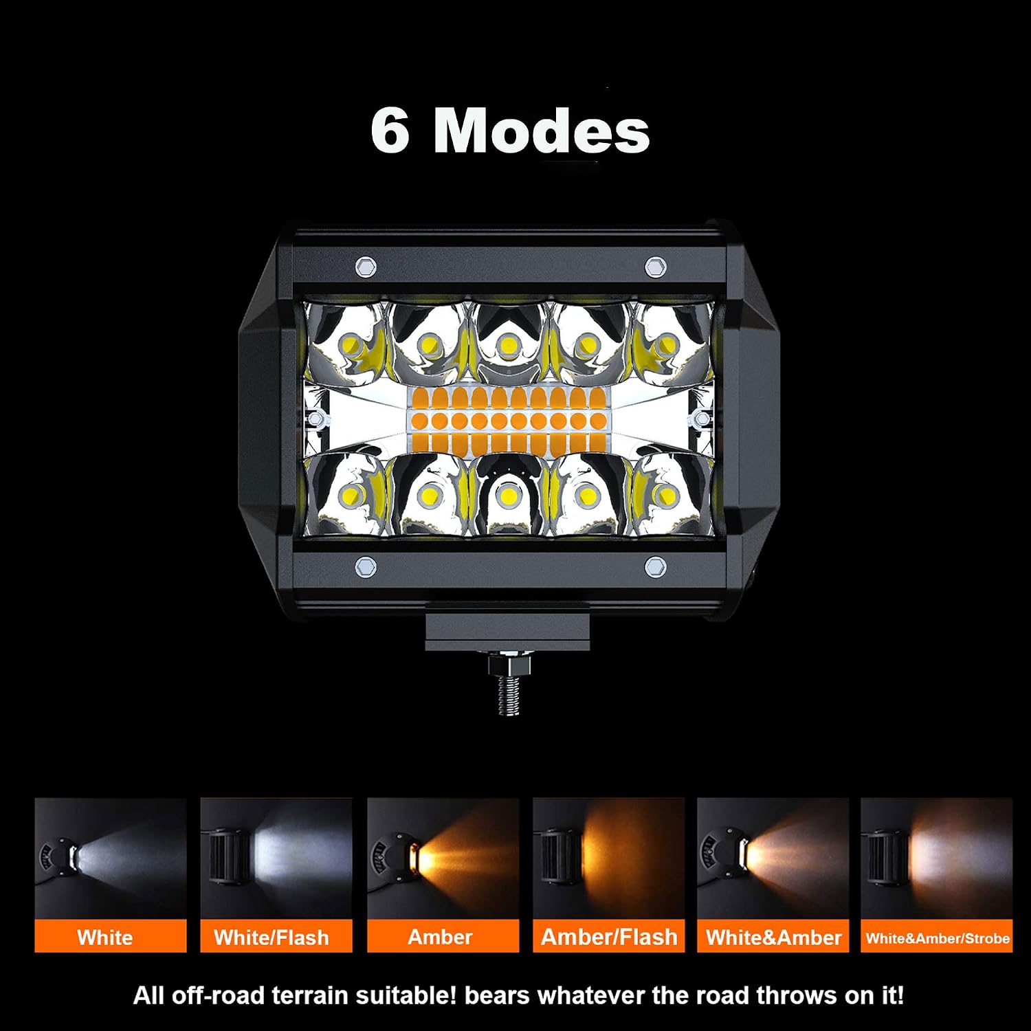 42 Inch Curved Led Light Bar TERRAIN VISION 240W 5D Spot Flood Combo Beam Off Road Light W/ 2pcs 4 Inch 60W Led Pods Fog Lights with Wiring Harness Kit for Trucks ATV UTV Boat