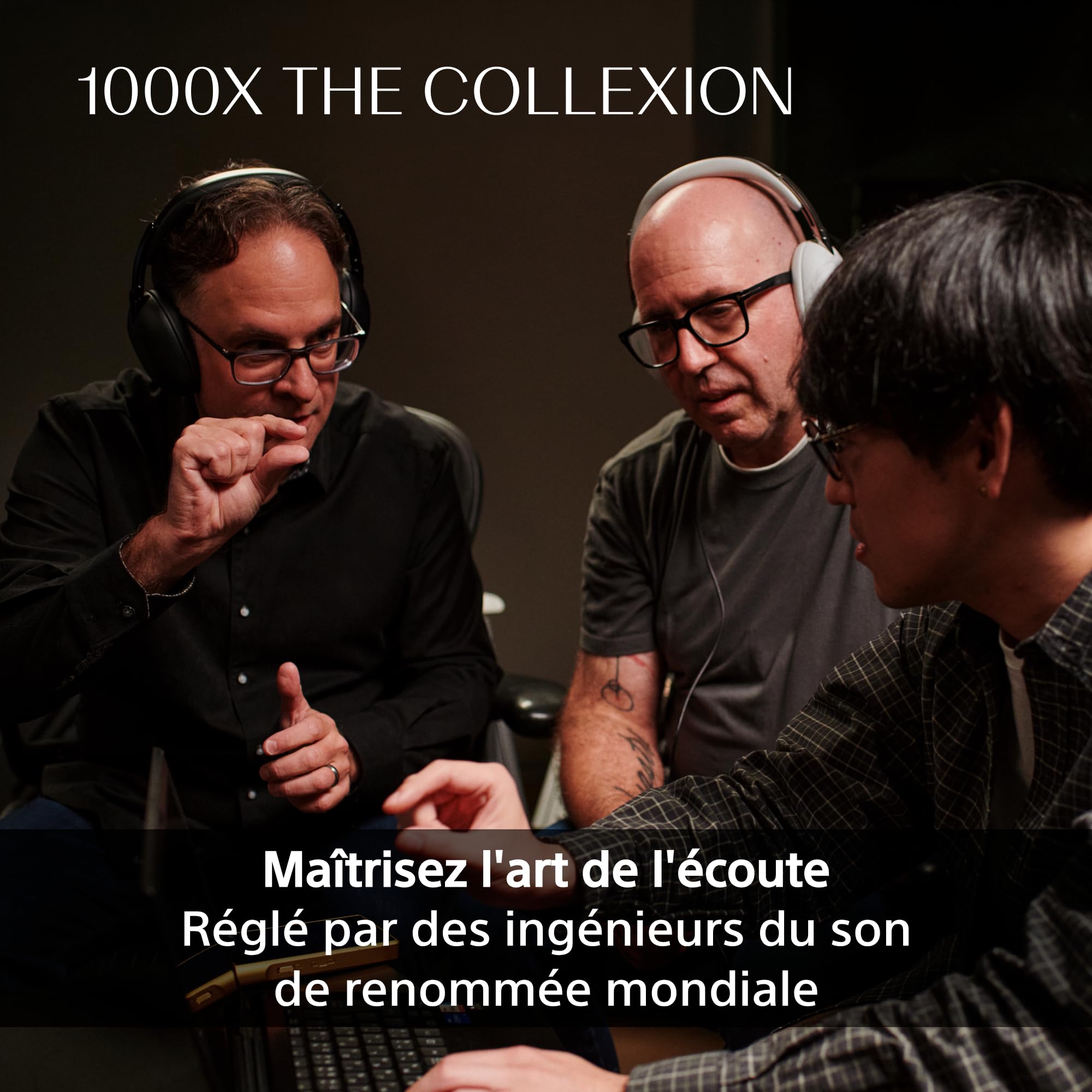 Casque Bluetooth sans fil de luxe SONY 1000X THE COLLEXION, son haute résolution de qualité studio, réduction de bruit haut de gamme, audio spatial 360°, étui résistant, compatible iOS et Android–Noir
