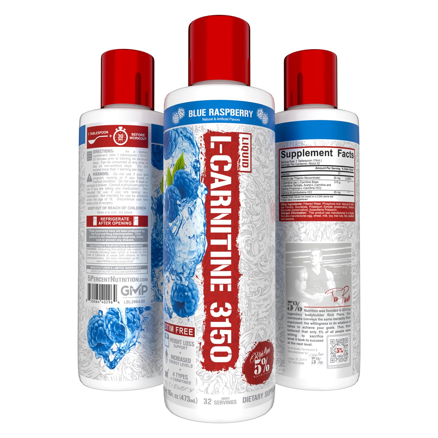 l-carnitine 3150 Rich Piana 5% Nutrition Liquid | Premi | Buy at Kiwla 5% Nutrition Liquid Carnitine 3150