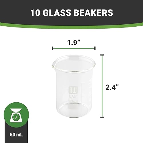 Miniatura 4 de Restaurantware RW Lab - Vasos de cristal de 1.7 fl oz, 10 vasos de mezcla aptos para lavavajillas, inspirados en la química, resistentes a los
