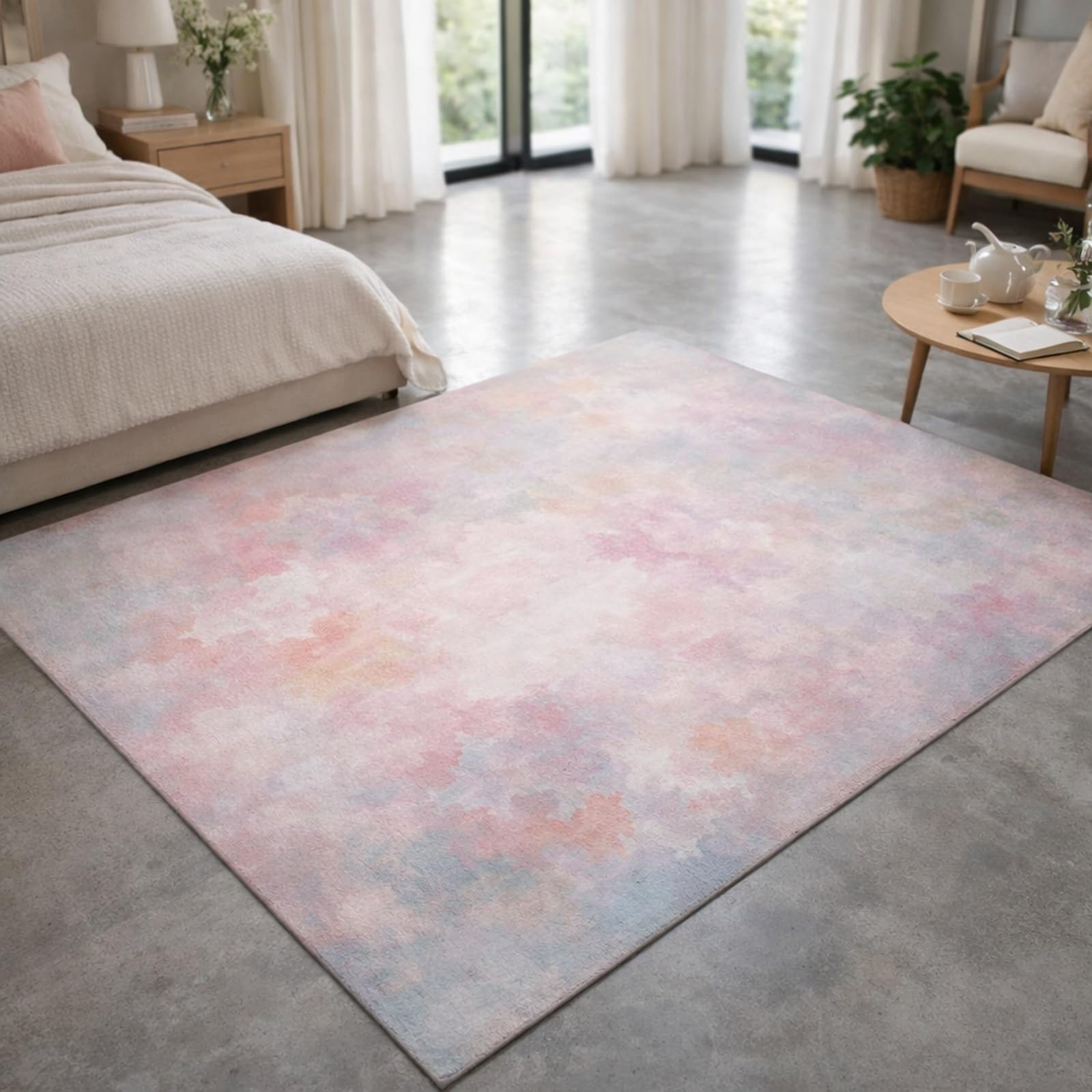 Tapis de salon rose et violet doux pour protéger et décorer le sol