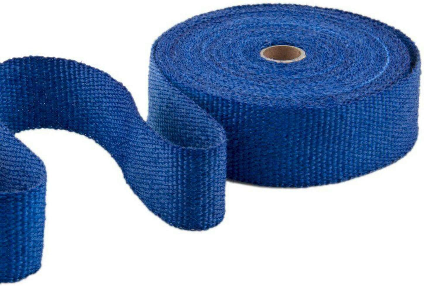 2" x 50' Exhaust Heat Wrap Roll for Motorcycle Fiberglass Heat Shield Tape with Stainless Ties (Blue)