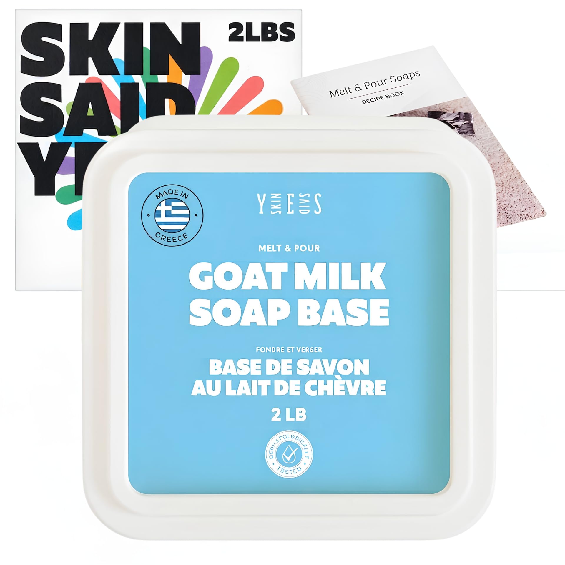 Skin Said Yes 2 Lb Goat Milk Soap Base - SLS/SLES Free, No Palm Oil, Organic - Melt and Pour Goats Milk Soap Making Supplies - All Natural, Gentle on Skin, Moisturizing, Perfect for DIY Projects