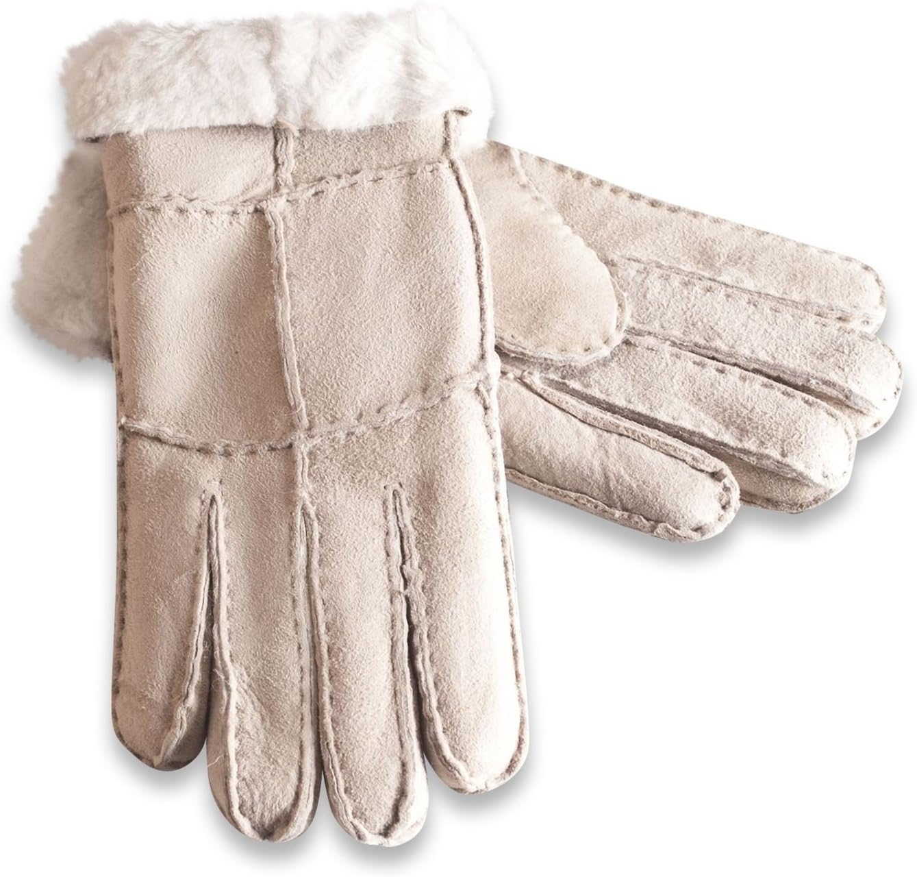 Womens Merino Sheepskin Gloves - Soft Suede Turnover Cuff # 321-100