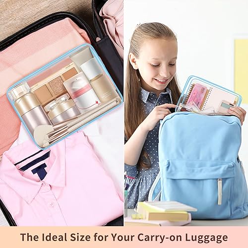 Miniatura 7 de TISRATOK 12 bolsas de aseo transparentes para mujeres y hombres bolsa de cosméticos transparente para organizador de maquillaje de viaje bolsa