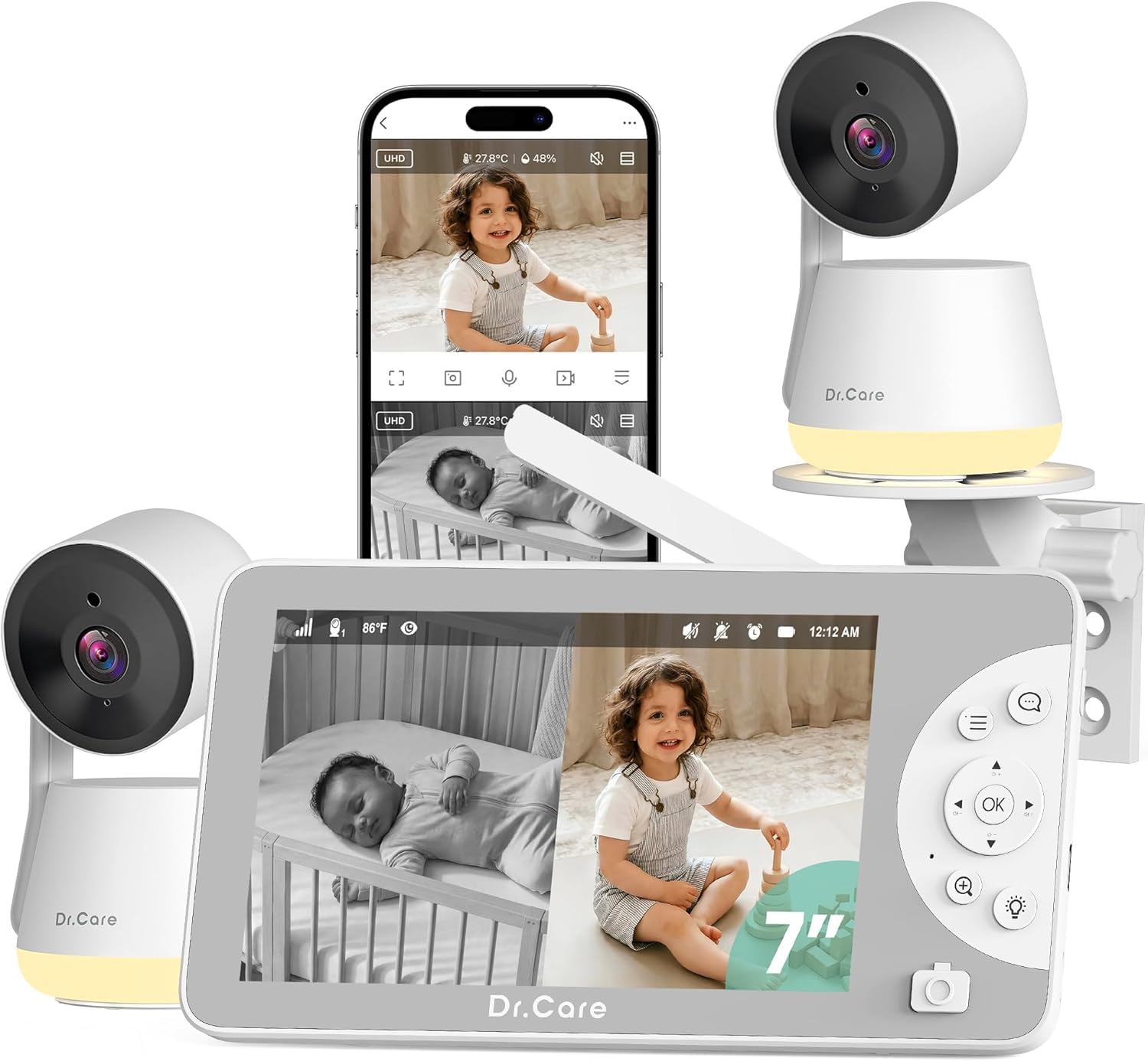 Dr.Care LumiView Max smart WiFi baby monitor with 7 inch screen