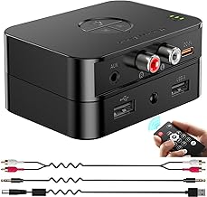 Bluetooth 6.0 Receiver for Home Stereo, Bluetooth Audio Adapter for HiFi Music Streaming, Wired Speakers, USB Flash, with AUX 3.5mm/RCA, Dual Link, 32 ftLong Range, Low Latency and HD Audio